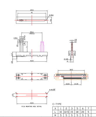 30mm ট্রাভেল লিনিয়ার 5k 10k ohm potentiometer 100k potentiometer সহ স্লাইড পটেনশিওমিটারের চীন প্রস্তুতকারক